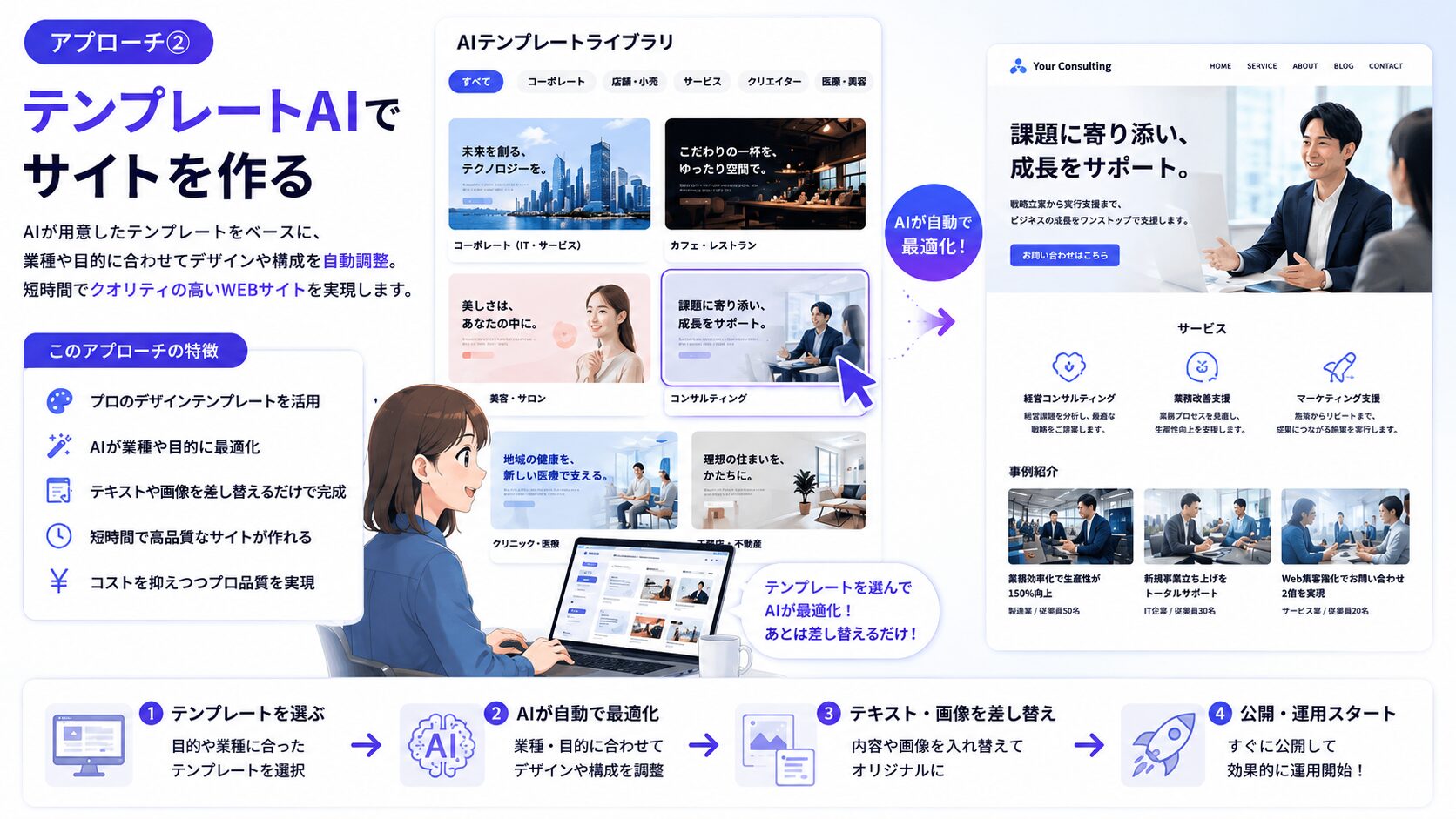 アプローチ②テンプレートAIでサイトを作る