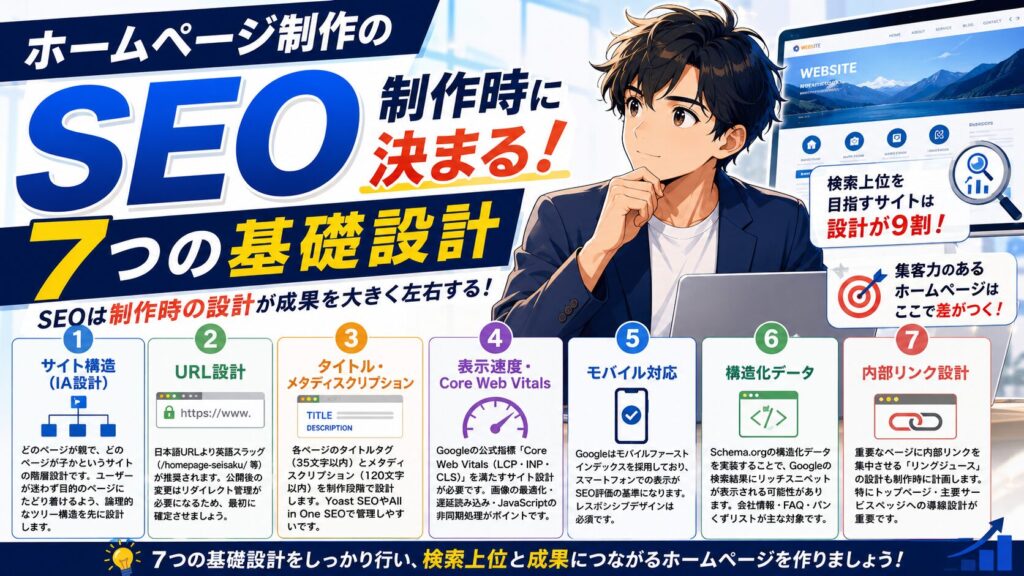 ホームページ制作のSEO——制作時に決まる7つの基礎設計